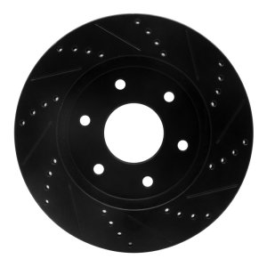 Infiniti QX56 Brake Rotor (1) - Front Left - R1 Concepts - Drilled & Slotted - Black - `04-`05